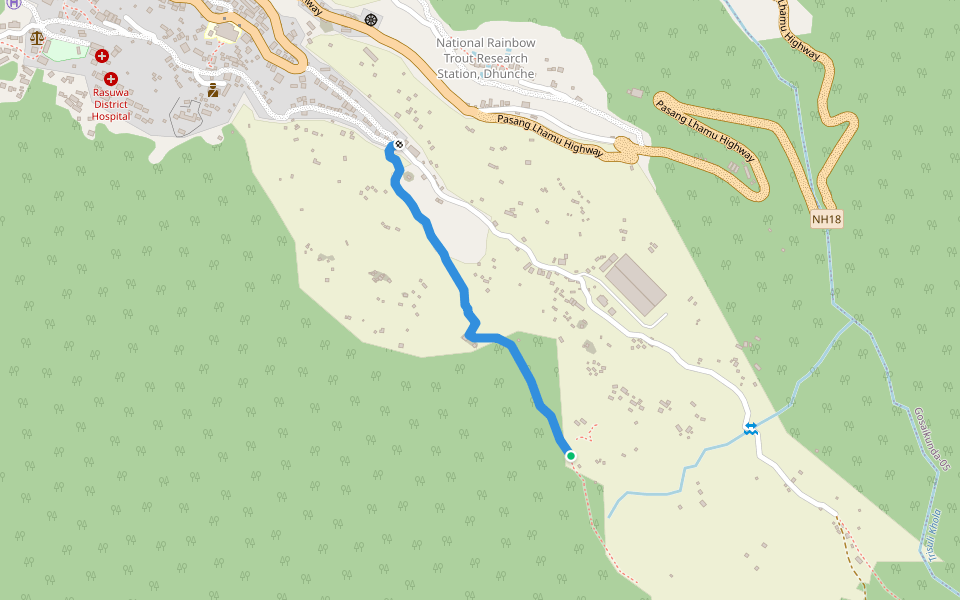 Can't trace entire track - added possible intersection north and south walking route map in Dhunche