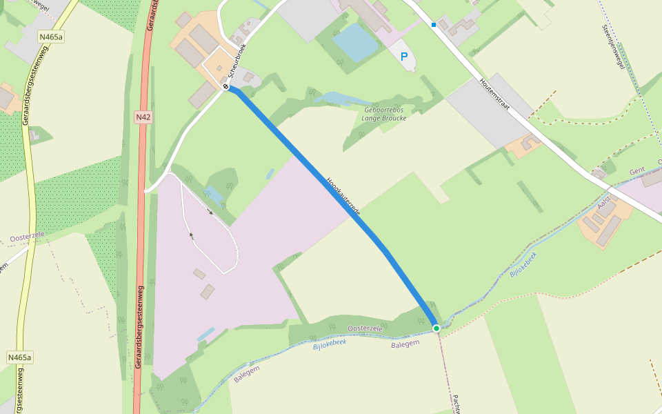Hoogkauterrede walking route map in Oosterzele