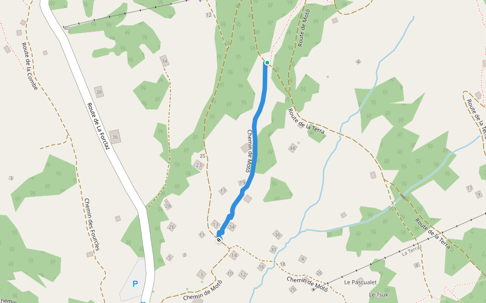 Chemin de Motô walking route map in La Forclaz