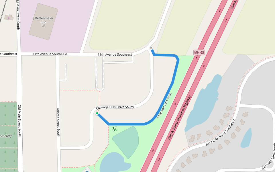 Peterson Park Path walking route map in Cambridge