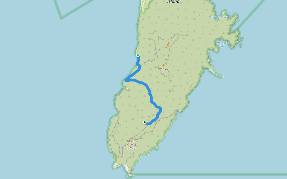 Gower track walking route map in Lord Howe Island