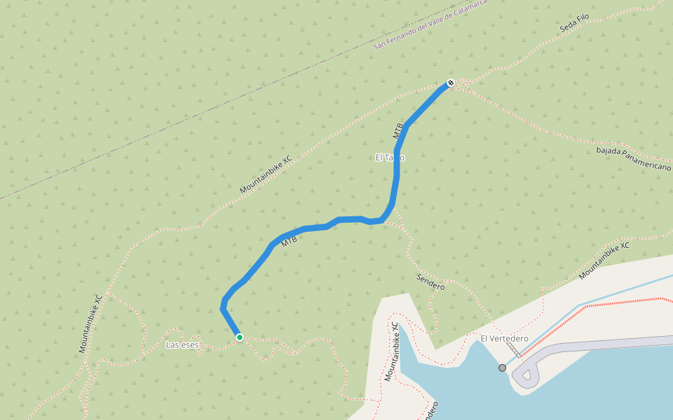 MTB walking route map in La Quebrada