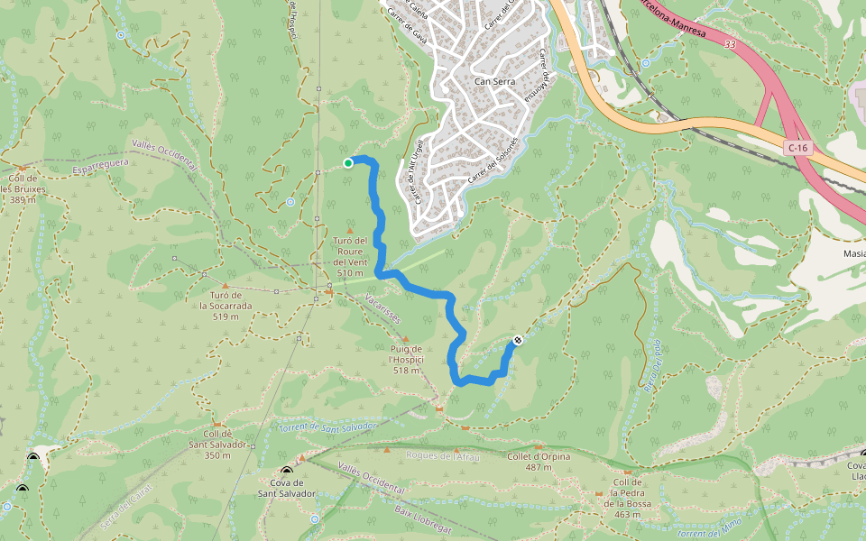 Camí Vell del Casalot de l'Hospici walking route map in Can Serra