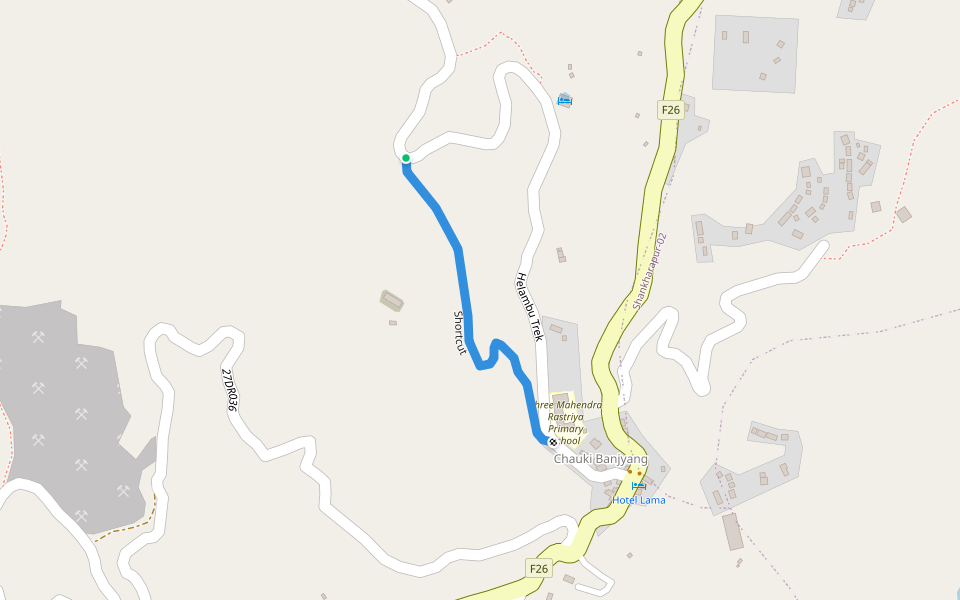 Shortcut walking route map in Shankharapur