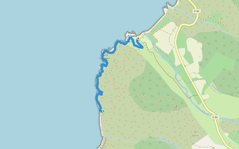 Sentier des Douaniers walking route map in Patrimonio