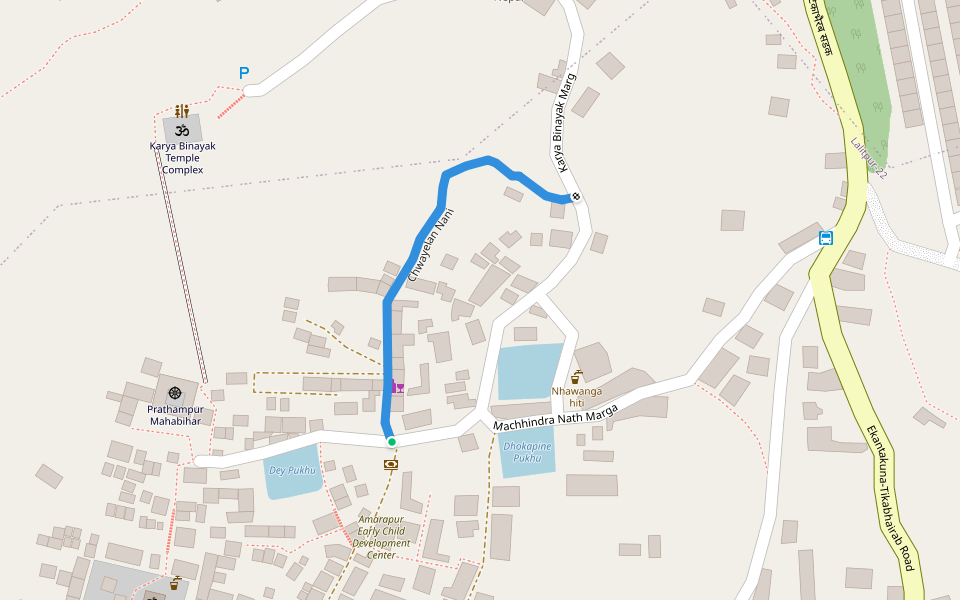 Chwayelan Nani walking route map in Karyabinayak