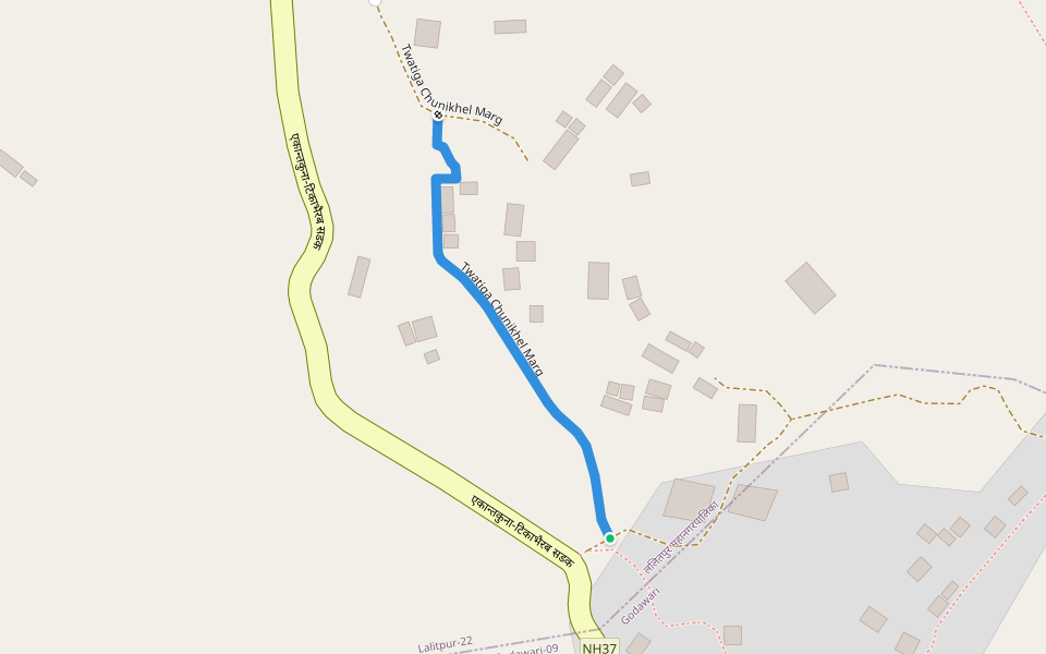 Twatiga Chunikhel Marg walking route map in Karyabinayak