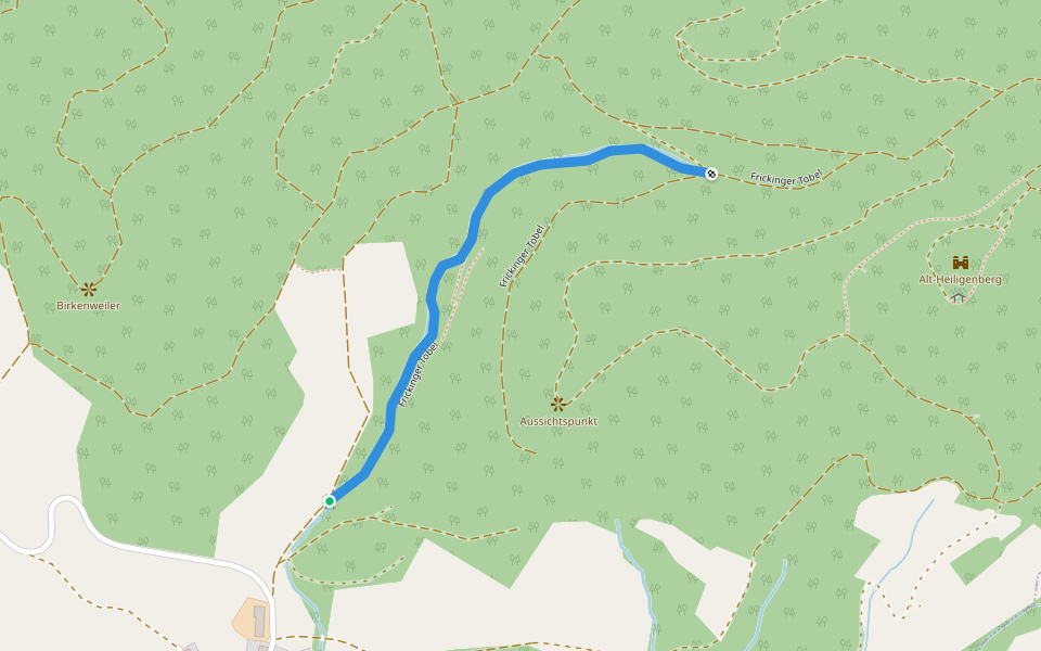 Frickinger Tobel walking route map in Frickingen
