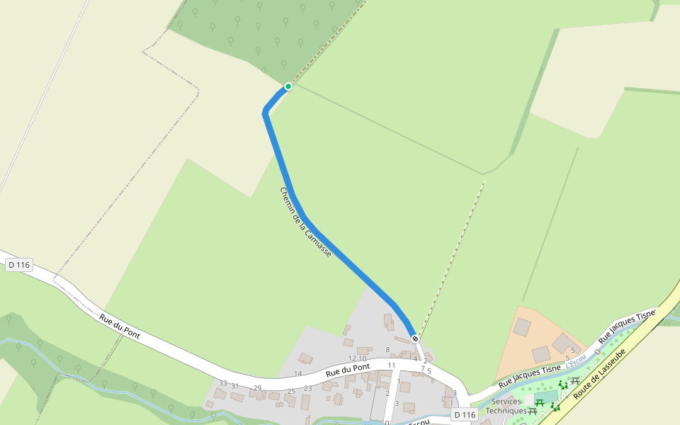 Chemin de la Camiasse walking route map in Goès