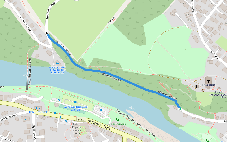 Walgerfranzweg walking route map in Bad Tölz
