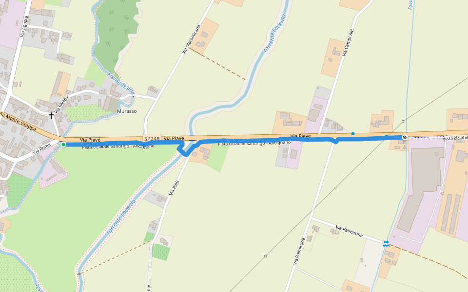 Pista ciclabile Sandrigo - Ancignano walking route map in Sandrigo