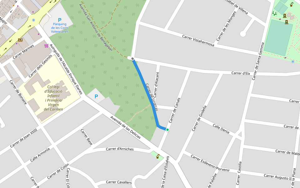 Carrer de Sinarcas walking route map in L'Eliana