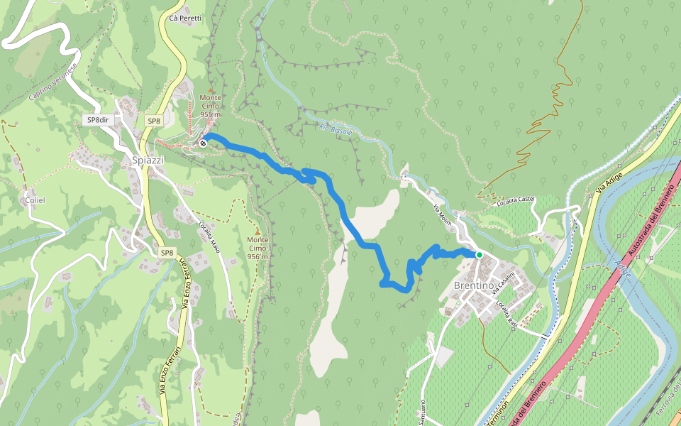 Sentiero della Speranza walking route map in Brentino