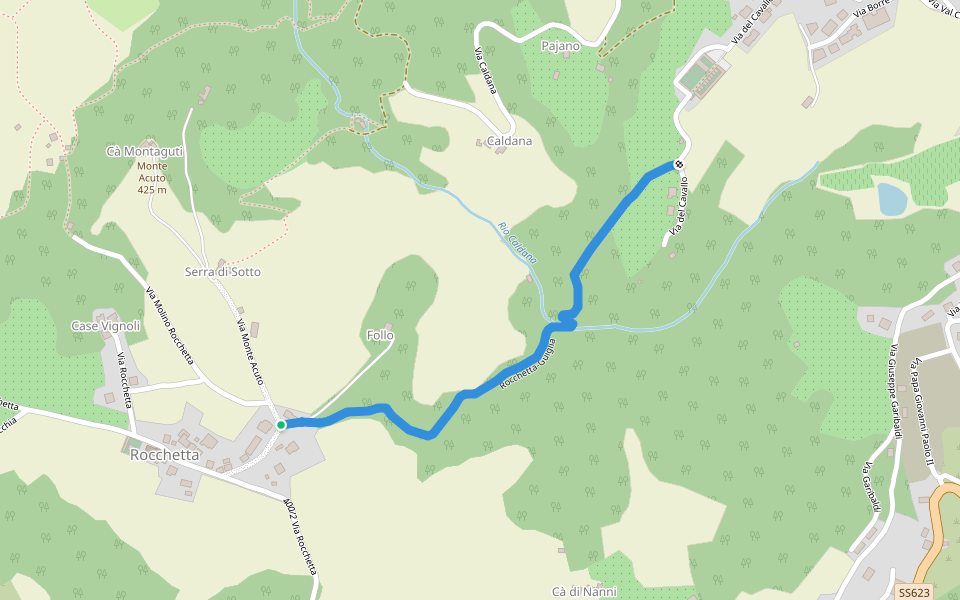 Rocchetta-Guiglia walking route map in Rocchetta