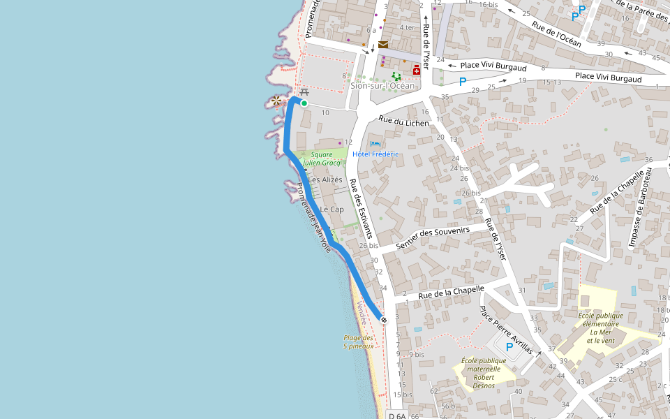 Promenade Jean Yole walking route map in Saint-Hilaire-de-Riez