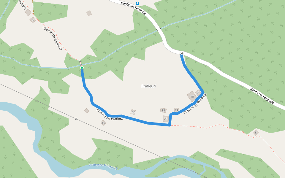 Chemin de Prafloric walking route map in La Forclaz