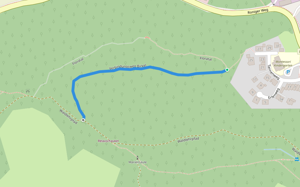 Verbindungsweg Birkel walking route map in Linz am Rhein