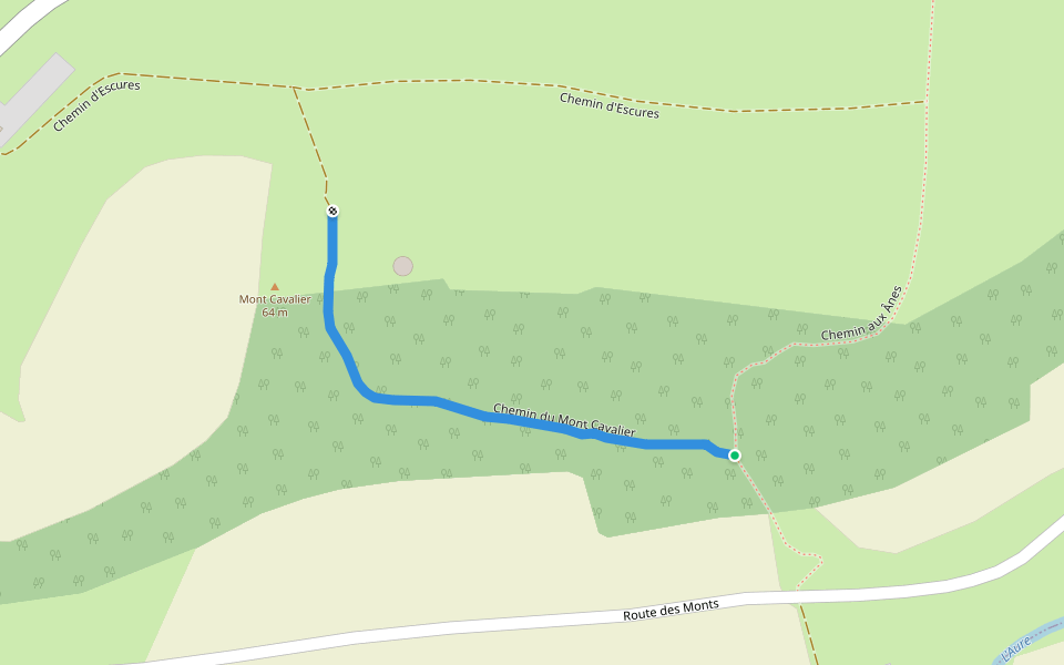 Chemin du Mont Cavalier walking route map in Commes
