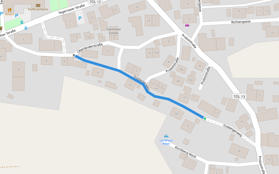 Trisbergerweg walking route map in Reichersbeuern