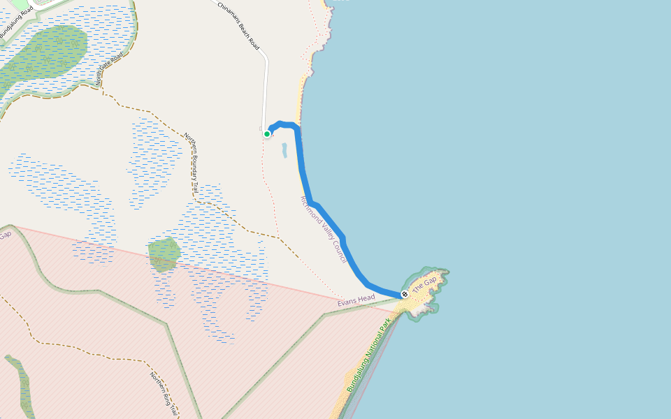 Beach Walk walking route map in Evans Head