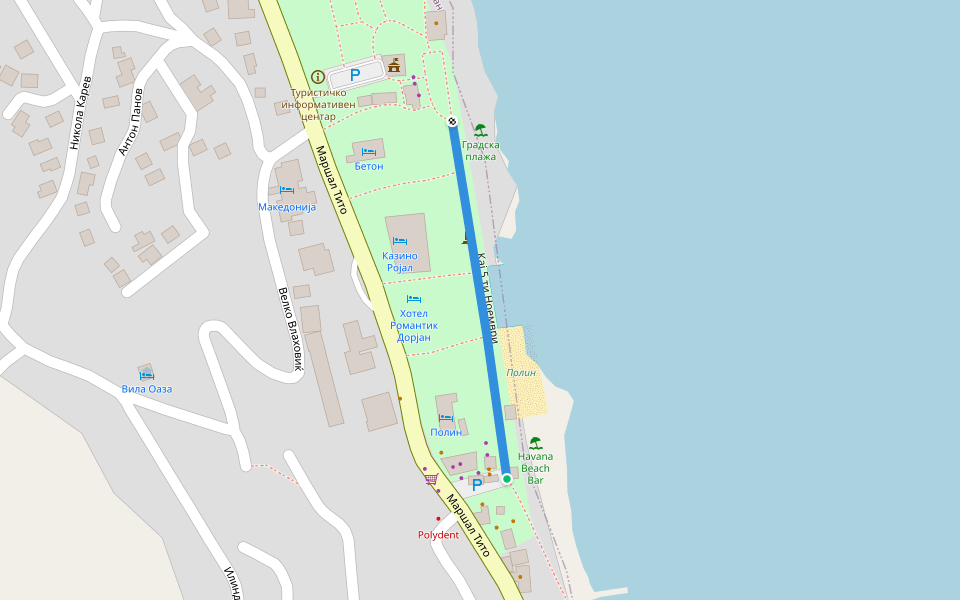 Кај 5 ти Ноември walking route map in Star Dojran