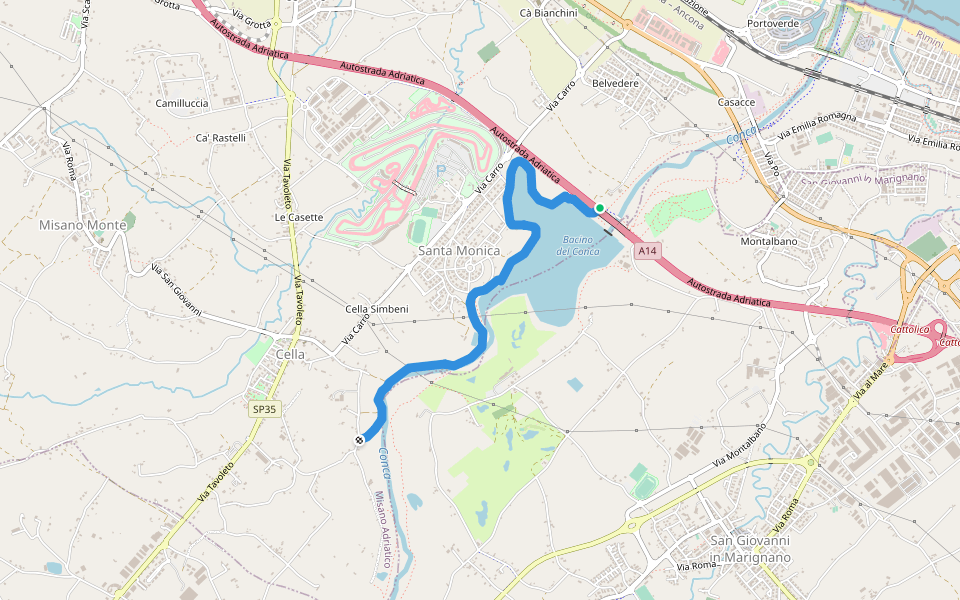 Via Sant'Ilario walking route map in Belvedere