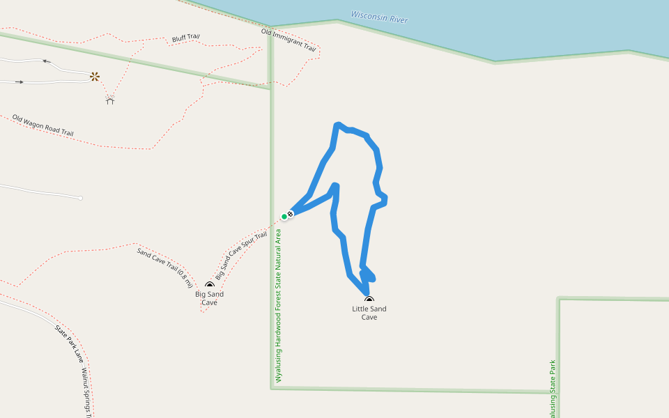 Little Sand Cave Loop (0.8 mi) walking route map in Bagley