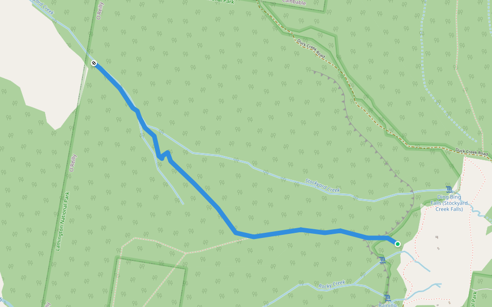 Stockyard Creek Track (approximate) walking route map in O'Reilly
