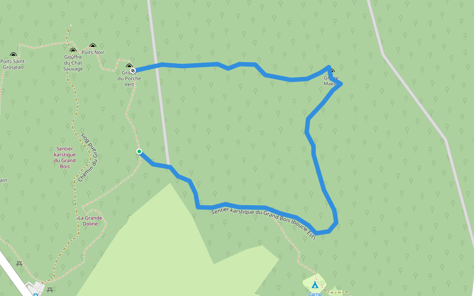Sentier karstique du Grand Bois (boucle Est) walking route map in Les Monts-Ronds