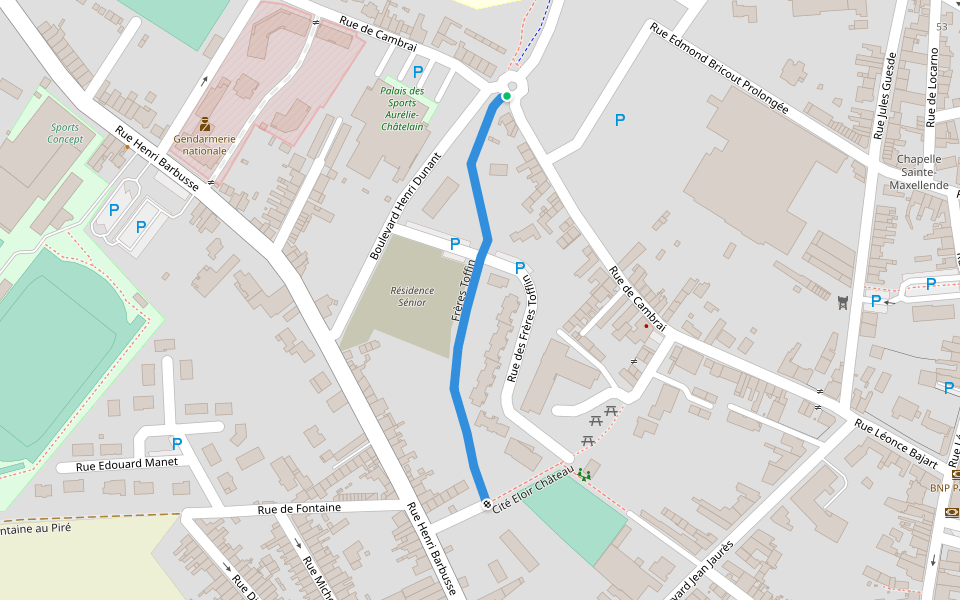 Frères Toffin walking route map in Caudry