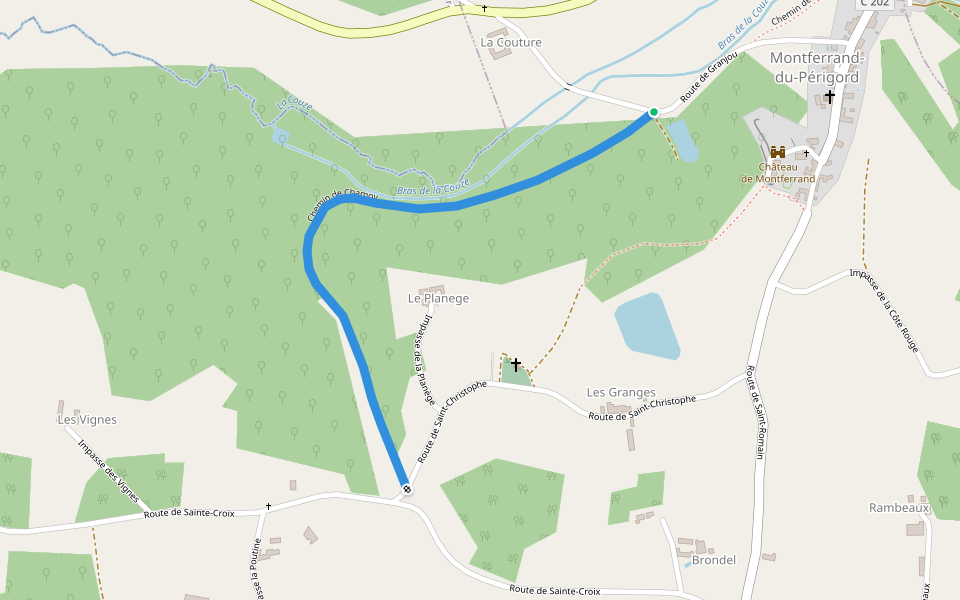 Chemin de Chamoy walking route map in Montferrand-du-Périgord