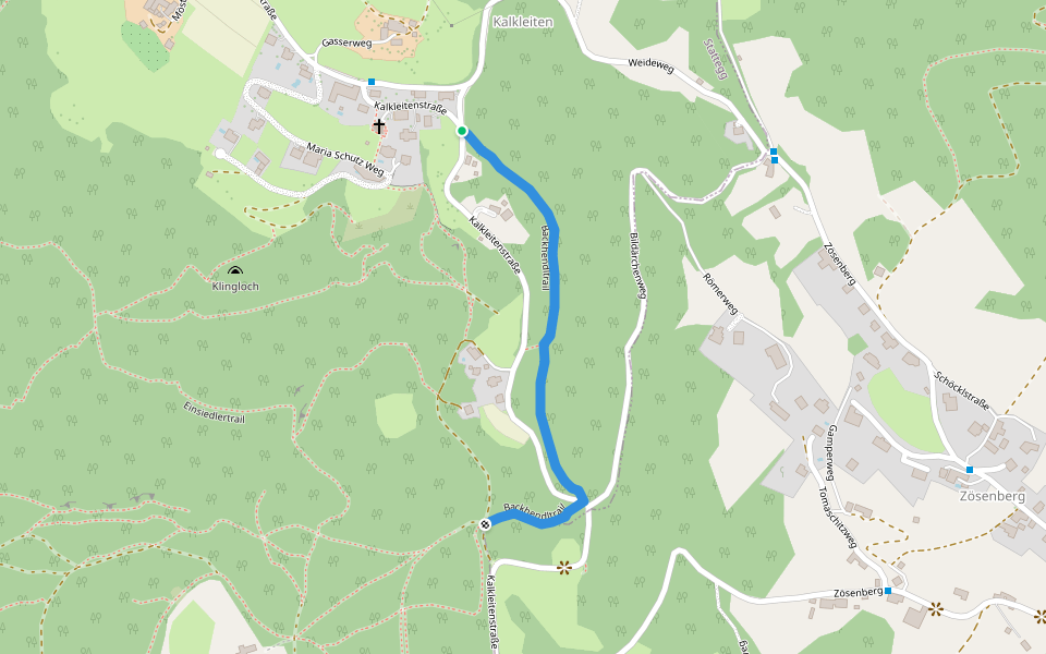 Backhendltrail walking route map in Kalkleiten