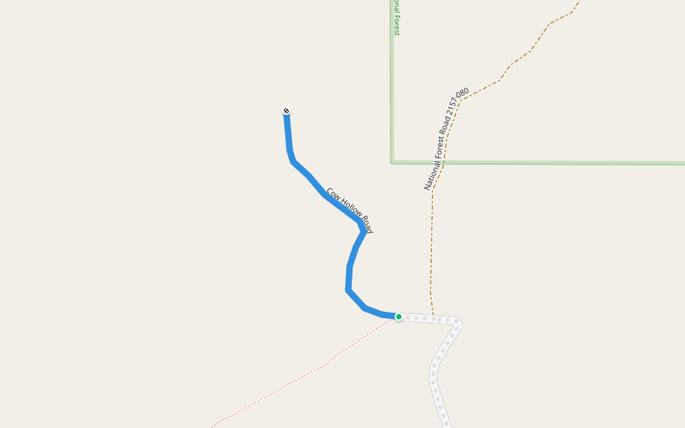 Cow Hollow Road walking route map in Republic