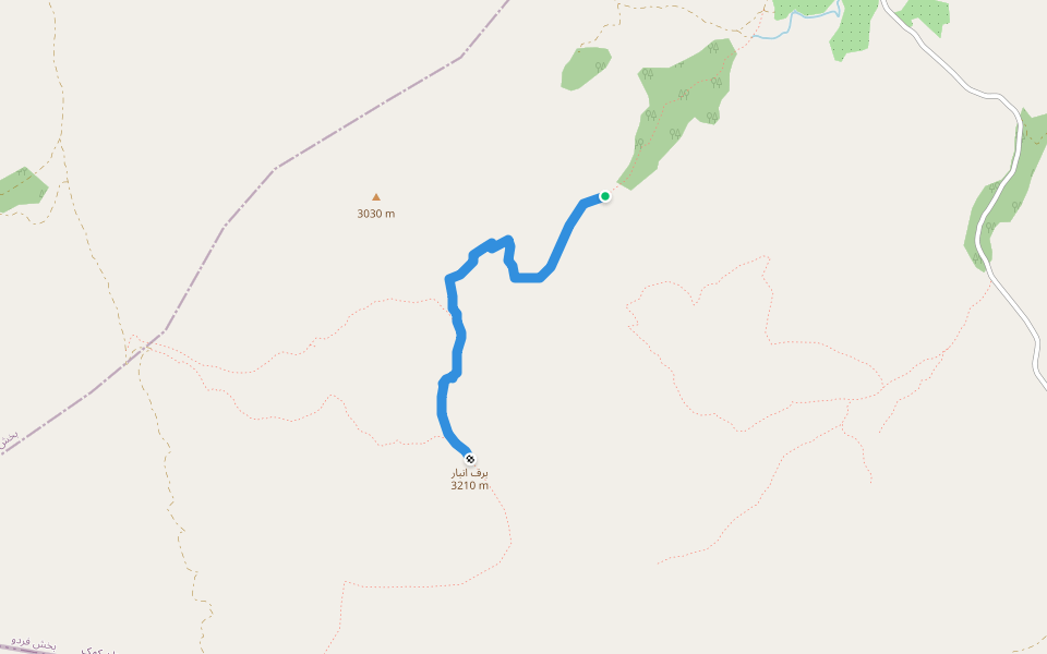 مسیر ۱ صعود به قله برف انبار walking route map in سله سرخه