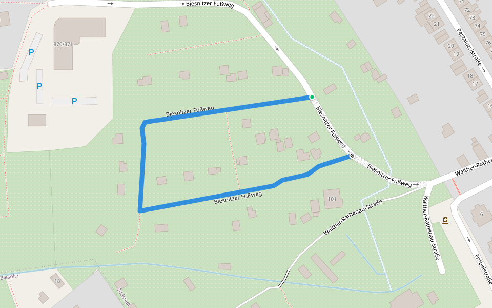 Biesnitzer Fußweg walking route map in Görlitz