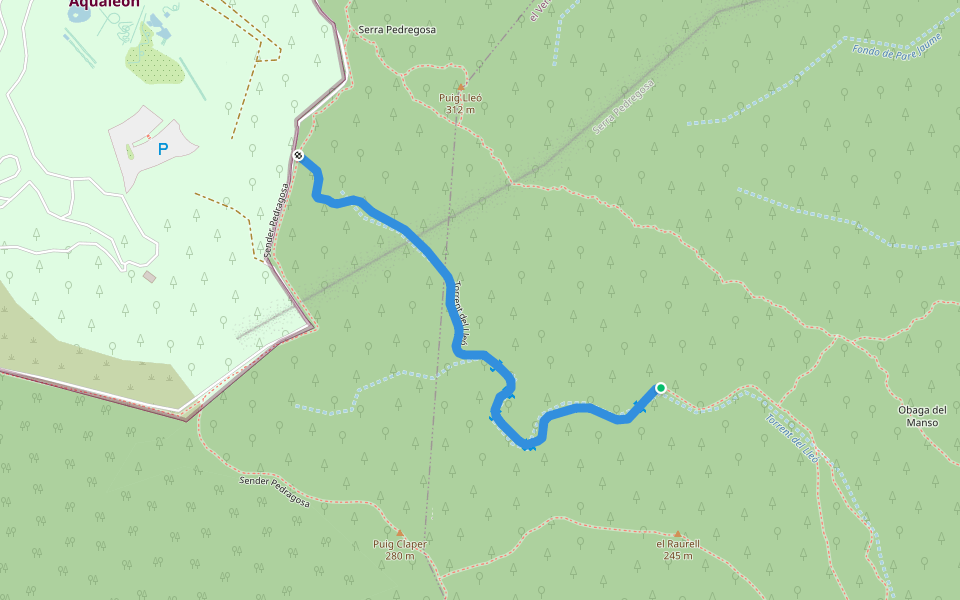 Torrent del Lleó walking route map in El Vendrell