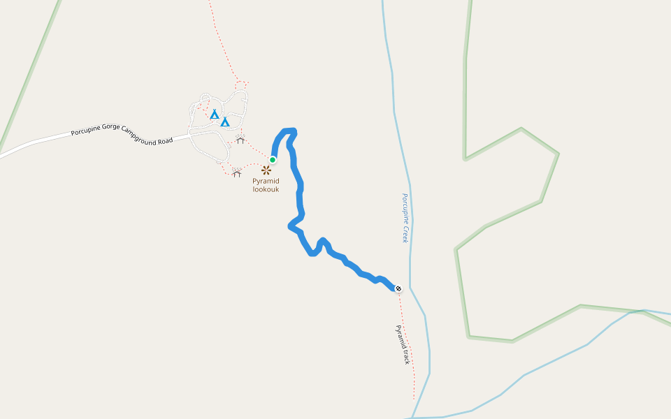 Porcupine Gorge Access Track walking route map in Porcupine