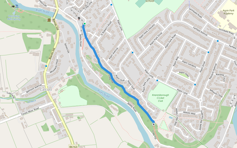Crag Top walking route map in Knaresborough