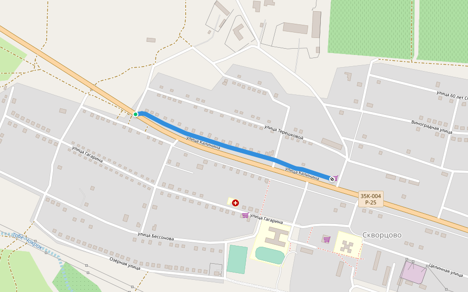 улица Калинина walking route map in Skvortsove