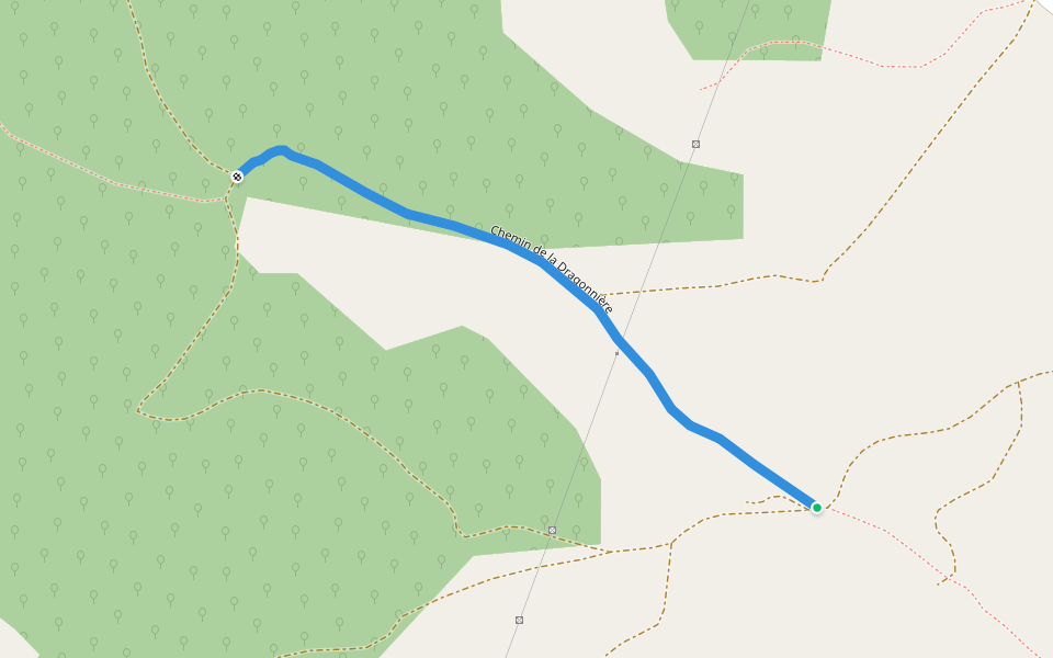 Chemin de la Dragonnière walking route map in Saint-Jean-d'Alcapiès