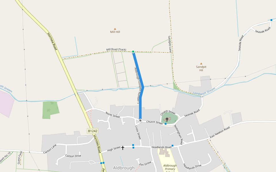 Aldbrough Footpath Number 5 walking route map in Aldbrough