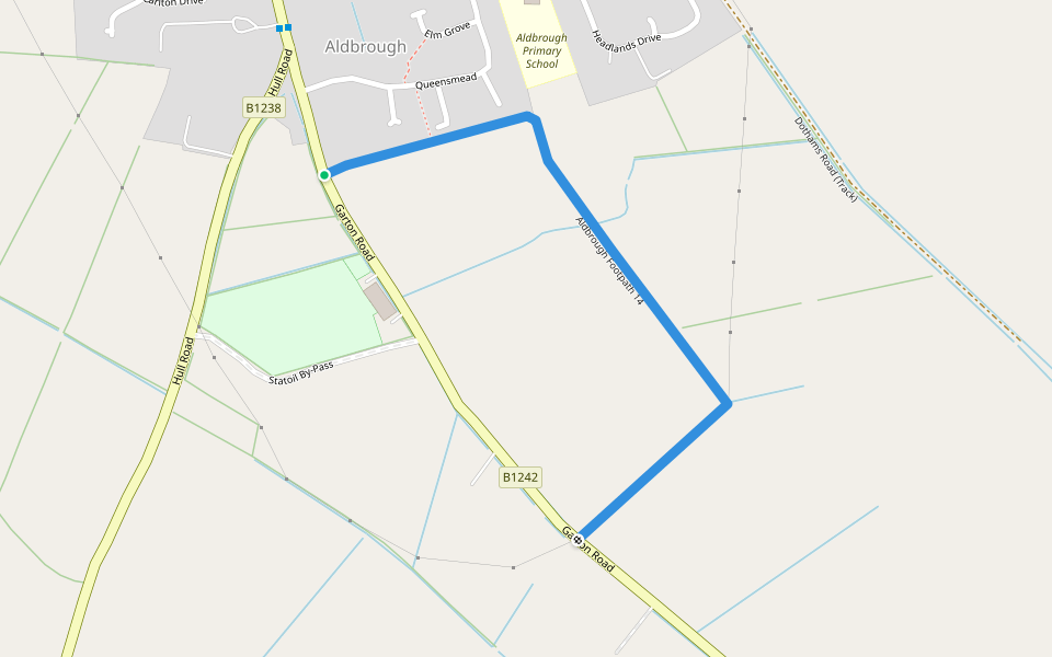 Aldbrough Footpath 14 walking route map in Aldbrough