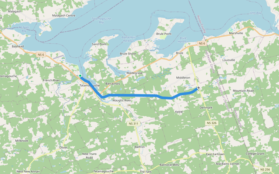 Trans Canada Trail walking route map in Tatamagouche