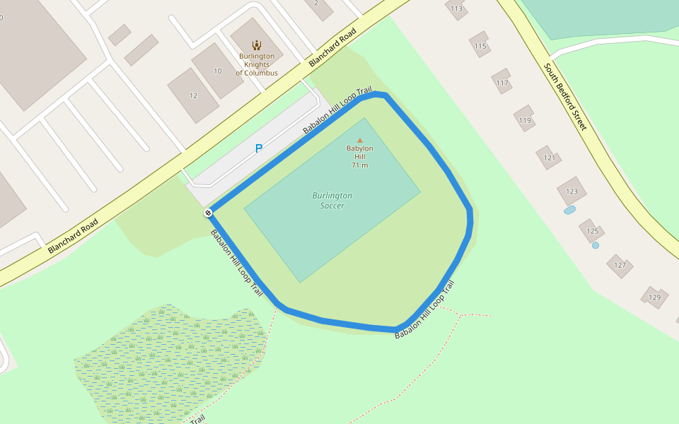 Babalon Hill Loop Trail walking route map in Burlington
