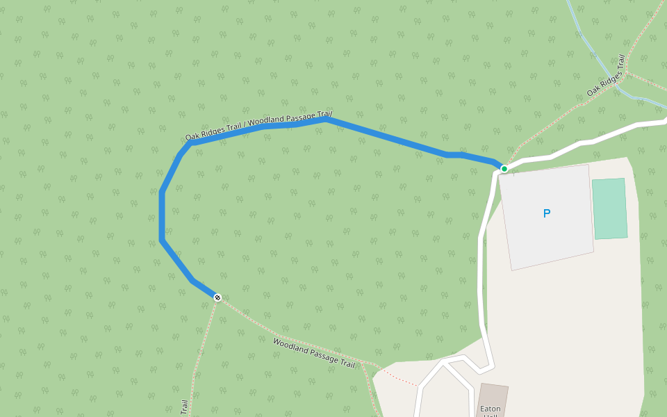 Oak Ridges Trail / Woodland Passage Trail walking route map in King City