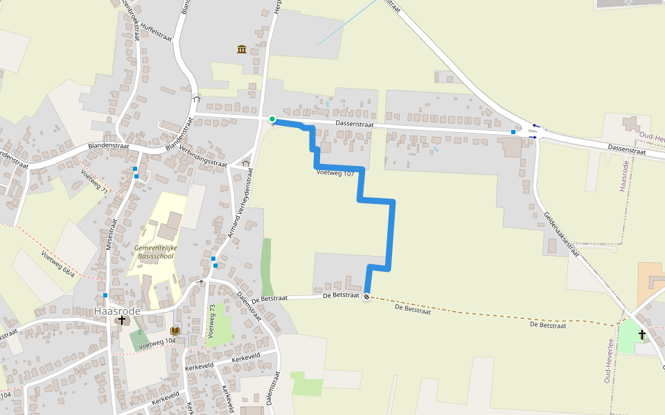 Voetweg 107 walking route map in Oud-Heverlee