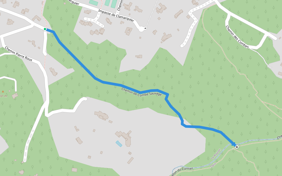 Chemin de Combe Sauvage walking route map in Le Rouret