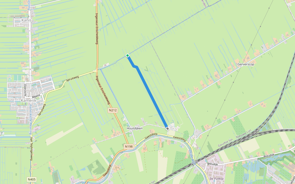 Het kleine Houtdijkerpad walking route map in Kamerik
