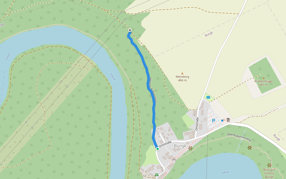 Hinterer Röhrensteig walking route map in Burgk