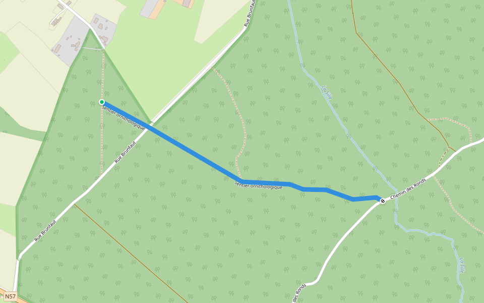 Sentier ornythologique walking route map in Silly